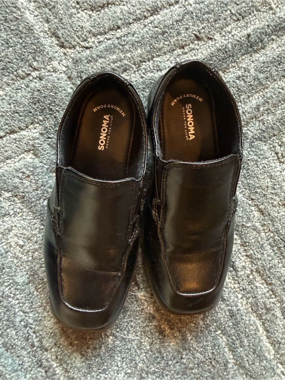 Sonoma Loafers Boys Size 1 Black Slip On Memory Foam Wedding Formal